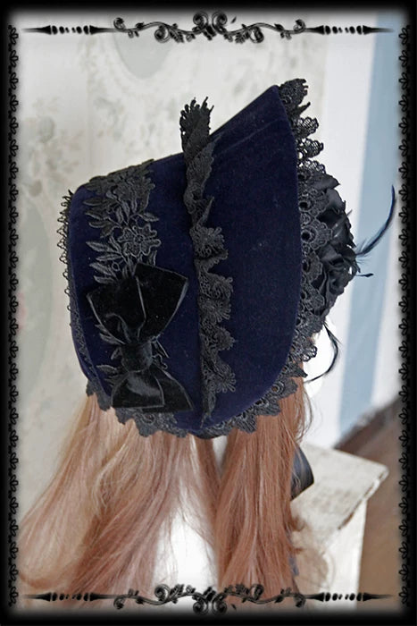 Infanta - Rose Sanctuary - Open-Crown Velvet Bonnet