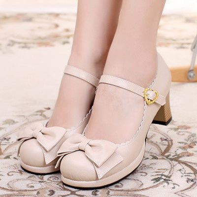 Sosic - Bowknot Lolita High Heel Shoes - Shoes