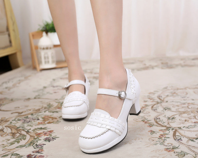Sosic - Sweet High-heeled Plain Color - Lolita Shoes Shoes