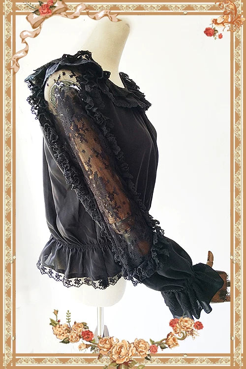 Infanta - Jenny Cookie - Lace-Sleeve Chiffon Blouse