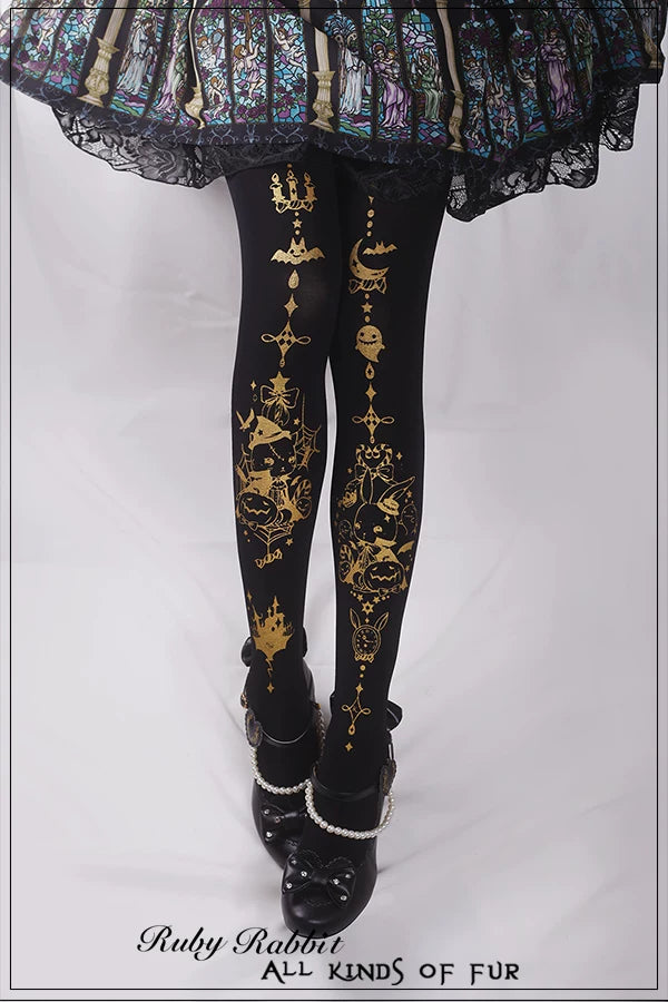 Ruby Rabbit - Halloween Rabbit & Pumpkin - Gothic Lolita Tights