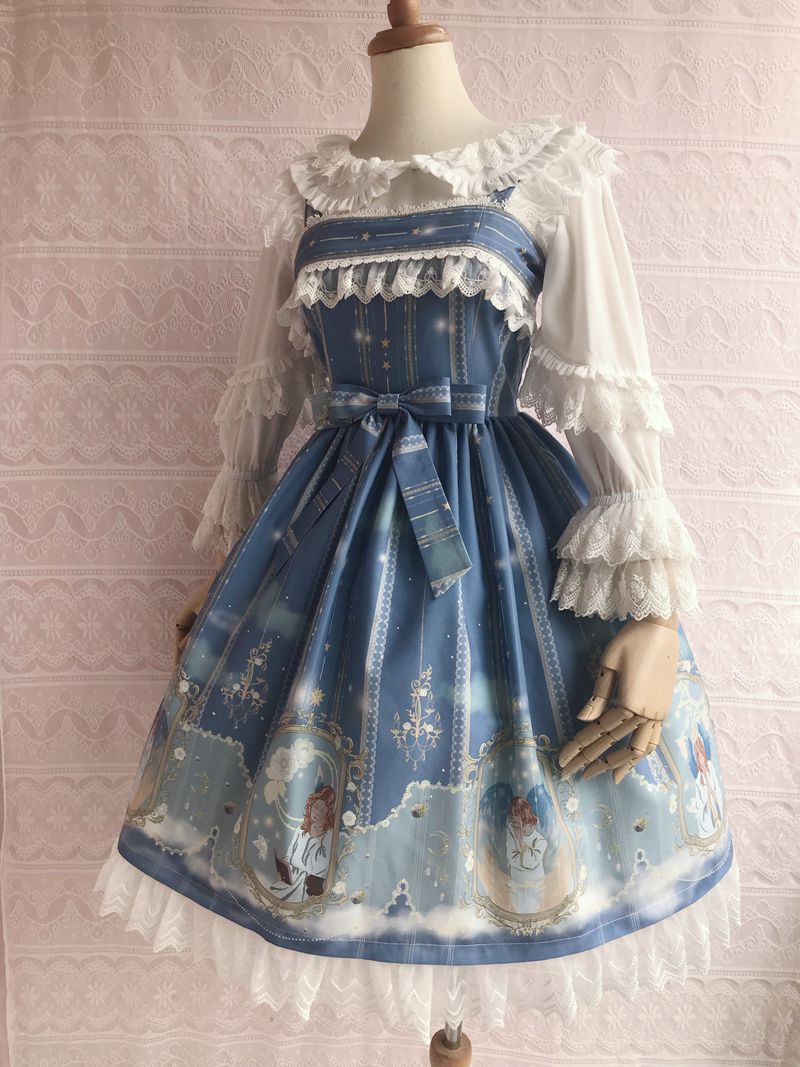 Yilia - Oriel's Blessing - Angel-themed Printed Lolita Jumper Dress