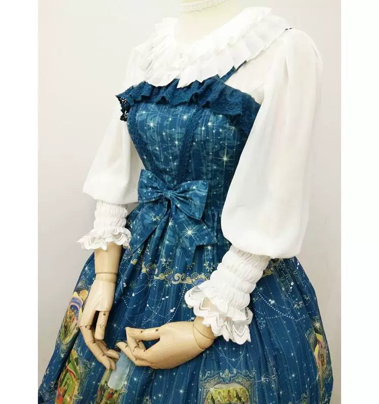 Yilia - Accordion Frills - Double Ruffle Collar Chiffon Blouse