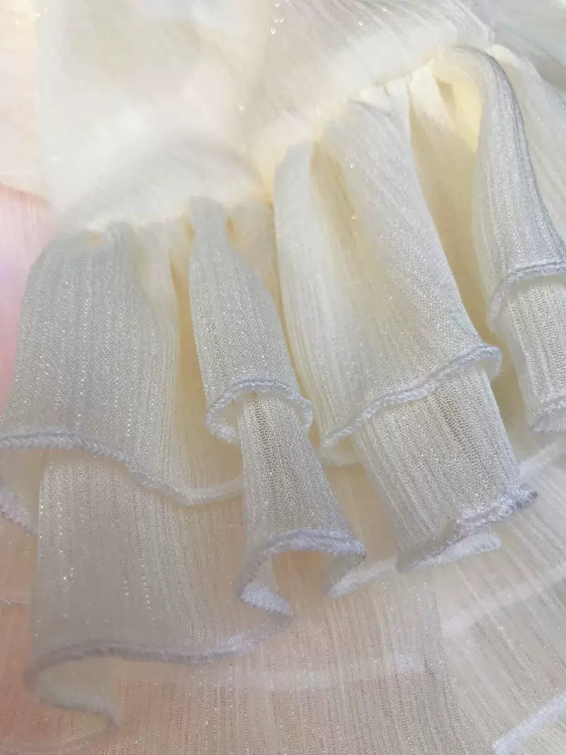 Yilia - Sheer Ruffle - Hime Sleeve Chiffon Blouse