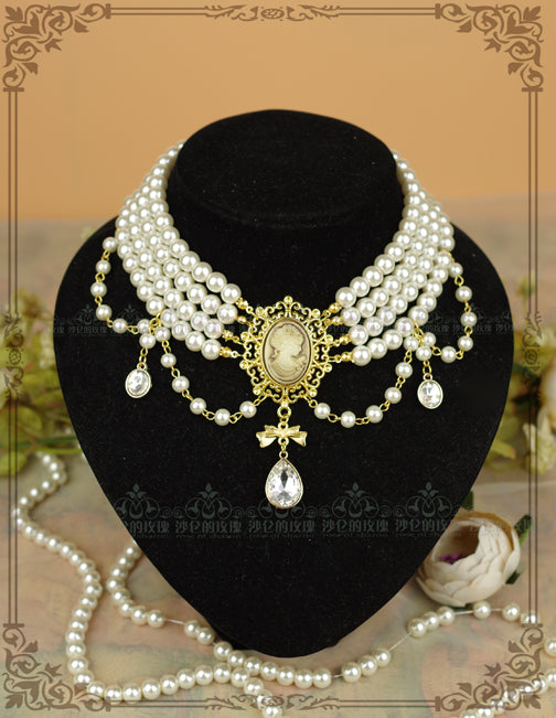 Rose of Sharon - Classic Lolita Tiered Pearl Chain - Neckwear