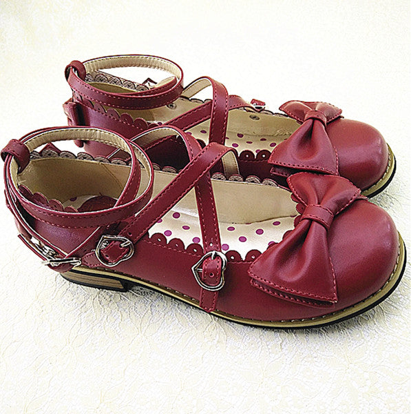 Meixie - Lovely Lolita Low Heel Cross Strap - Bow Tie Princess Shoes Shoes