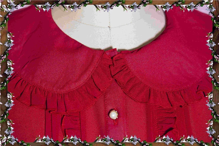Yilia - Ribbon Back - Peter Pan Collar Ruffle Blouse