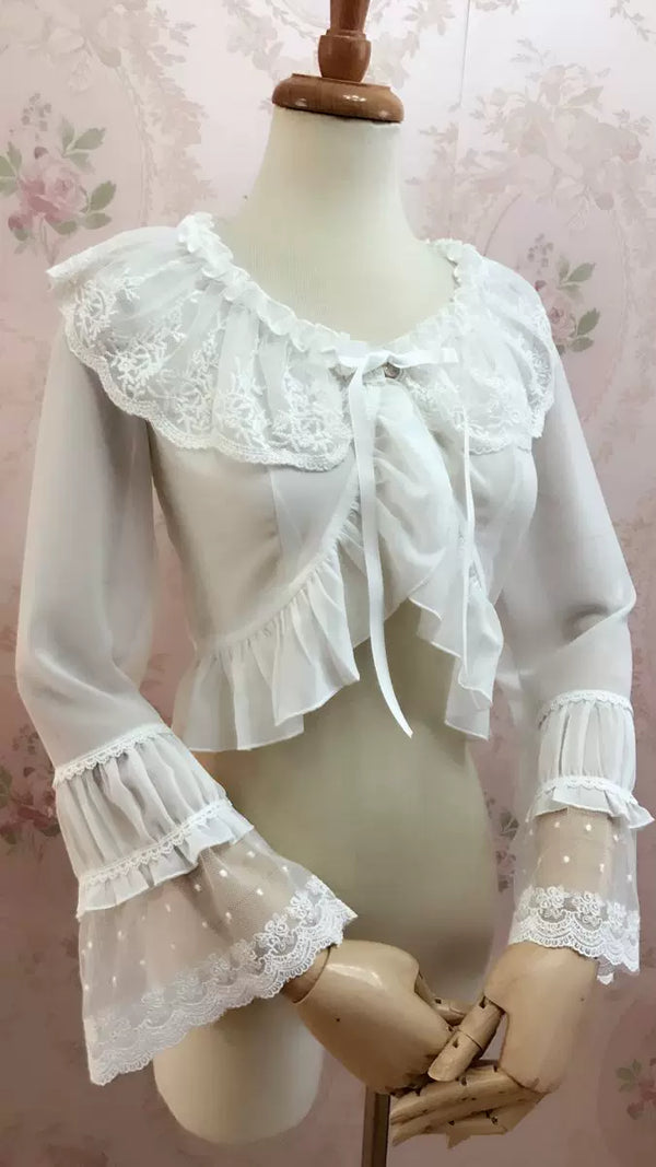 Yilia - Sweet Shell - Lace Chiffon Bolero Blouse