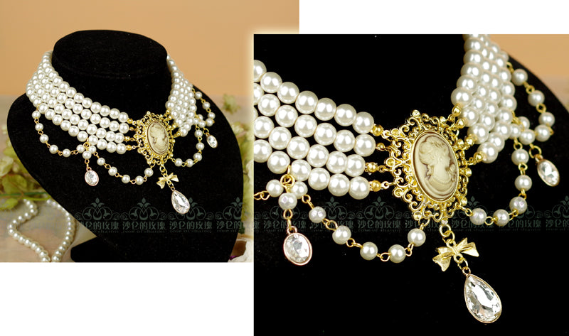 Rose of Sharon - Classic Lolita Tiered Pearl Chain - Neckwear