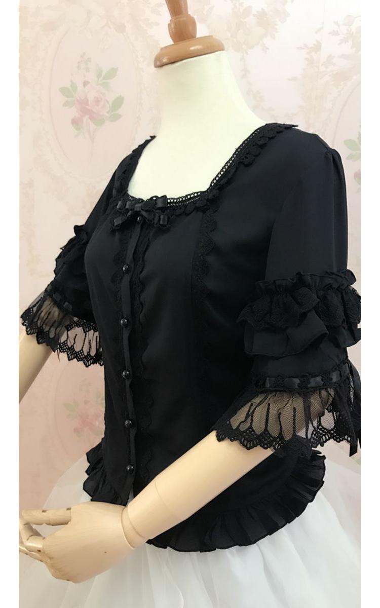 Yilia - Summer Lace Short Sleeve Lolita - Blouse Innerwear
