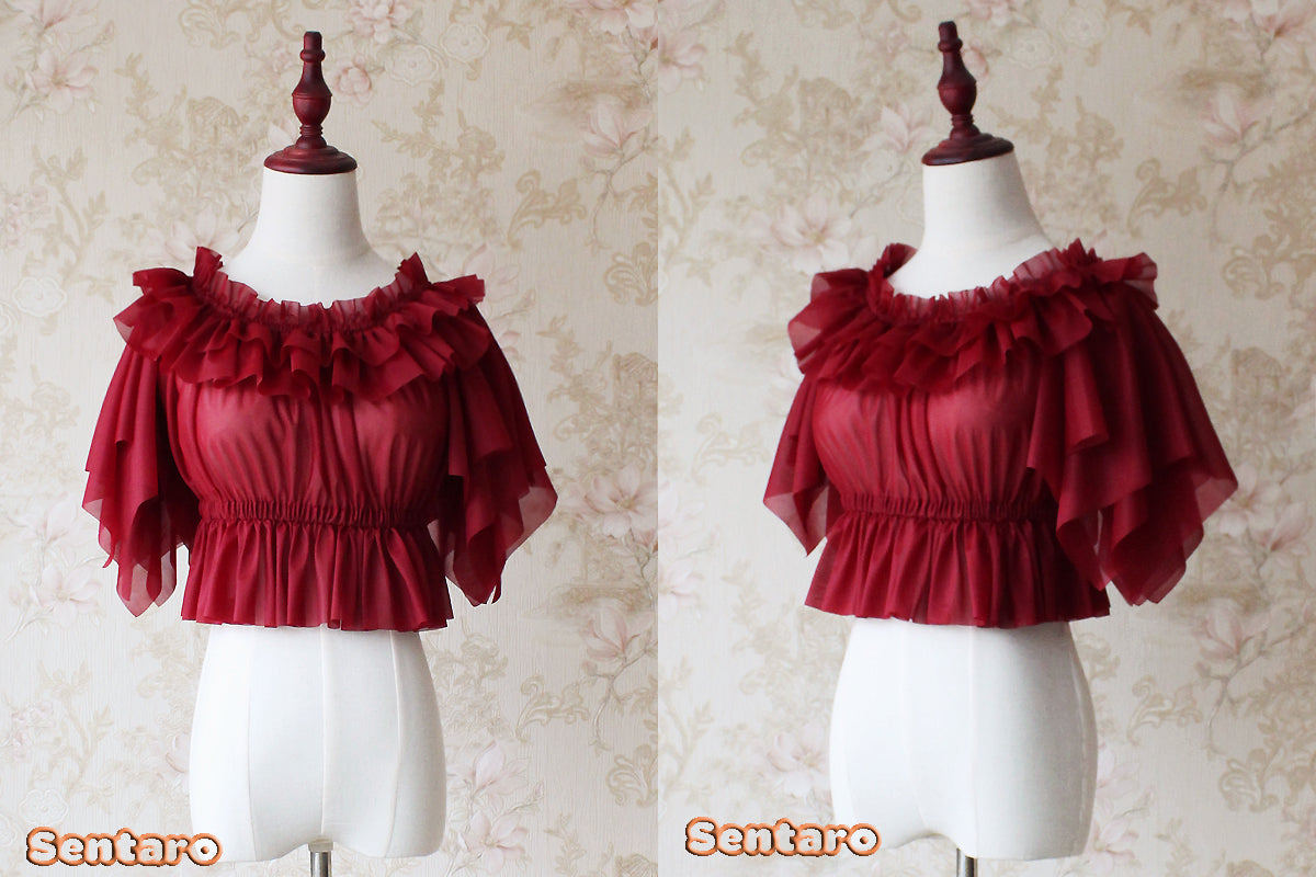 Sentaro - Butterfly Cookies - Summer Fly Sleeves Lolita Chiffon Blouse