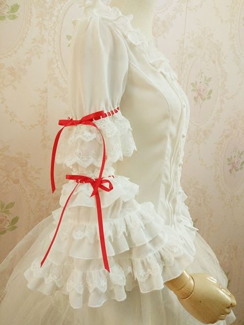 Yilia - Ribbon Princess - Tiered Hime Sleeve Chiffon Blouse