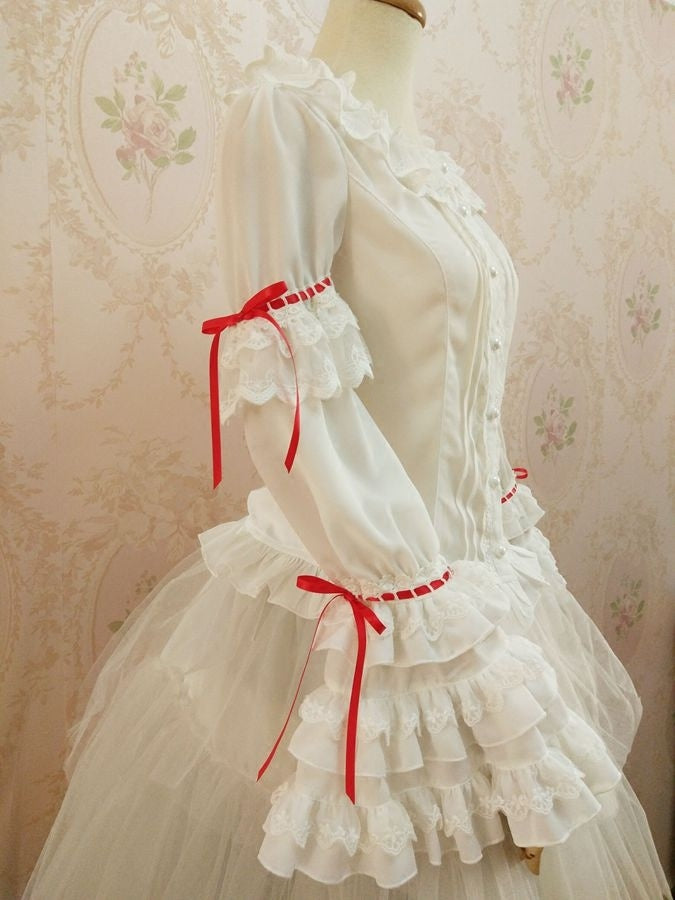 Yilia - Ribbon Princess - Tiered Hime Sleeve Chiffon Blouse