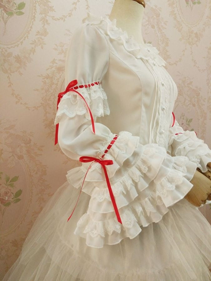 Yilia - Ribbon Princess - Tiered Hime Sleeve Chiffon Blouse