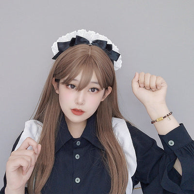 Anime Lolita Headwear - Lace Maid Bow Hairpin Cosplay Exhibition