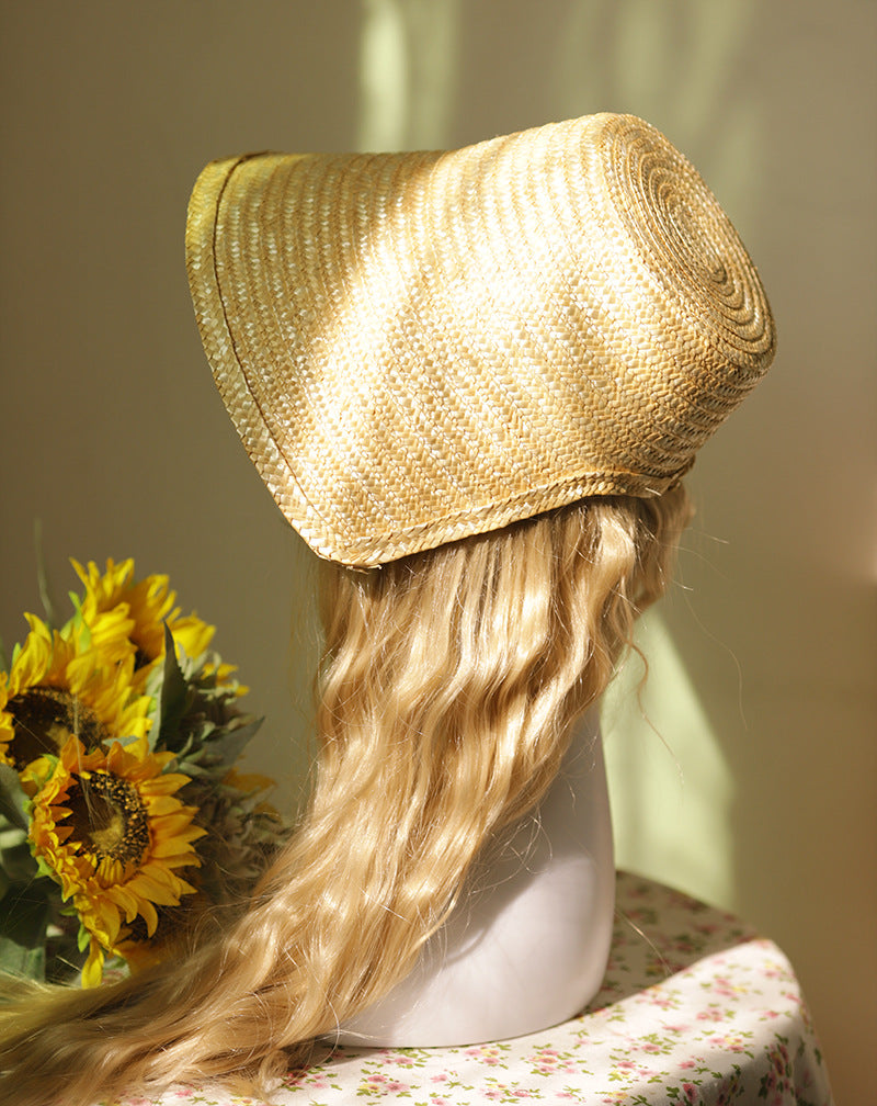 Handmade - French Retro Lolita Bonnet Hat - Woven wide-brim bonnet