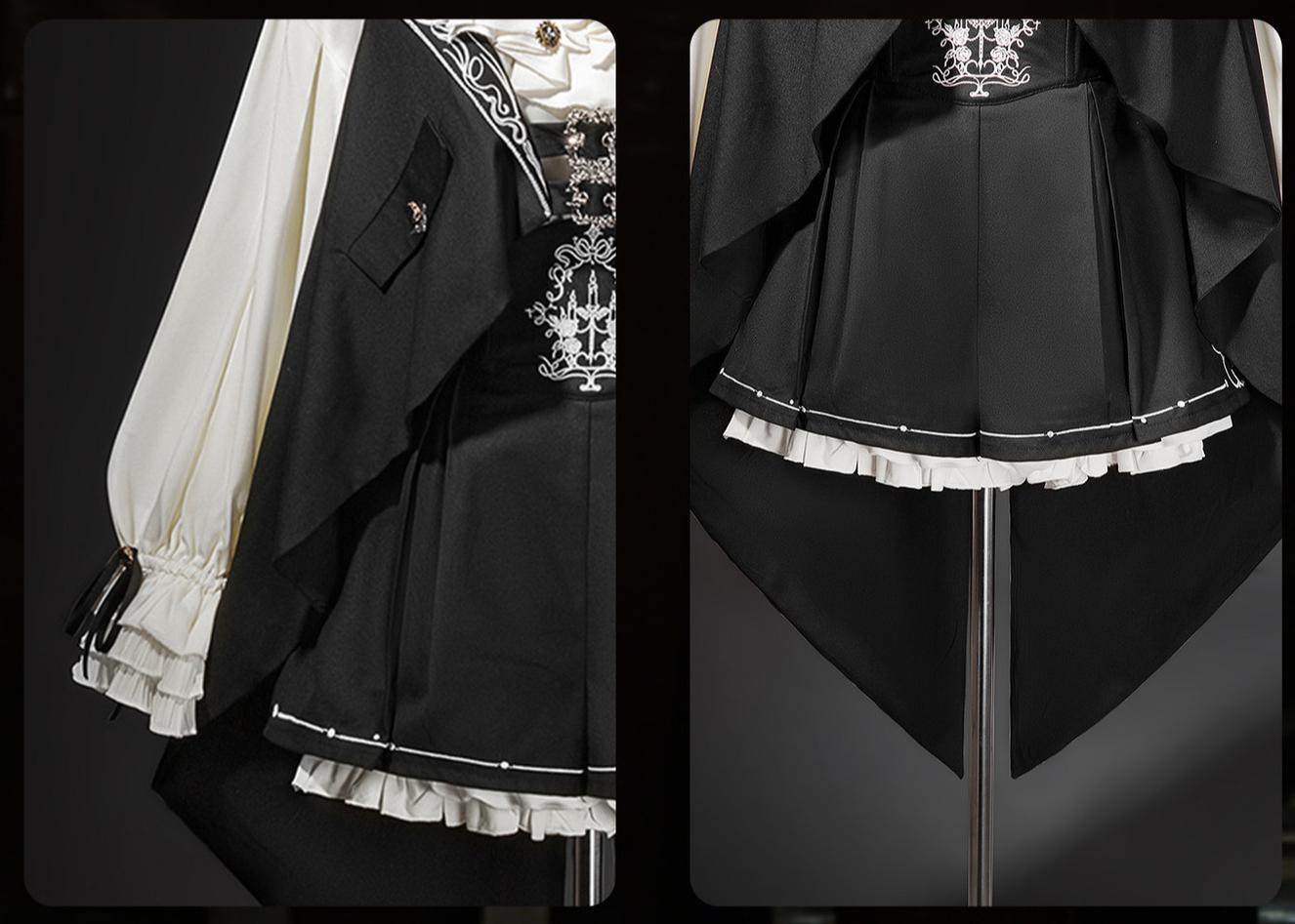 Letters from Unknown Star - Bunny Ear Meteorite - Embroidered Ouji Lolita Set, Hooded Vest