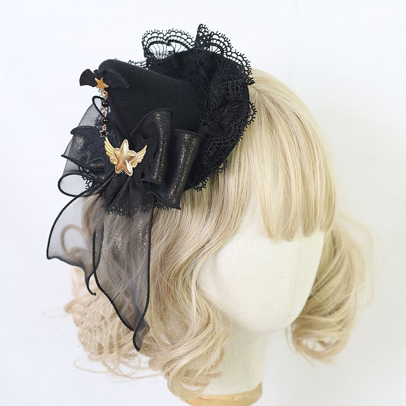 Handmade - Halloween Dark Witch Hat Headband - Lolita hair accessory