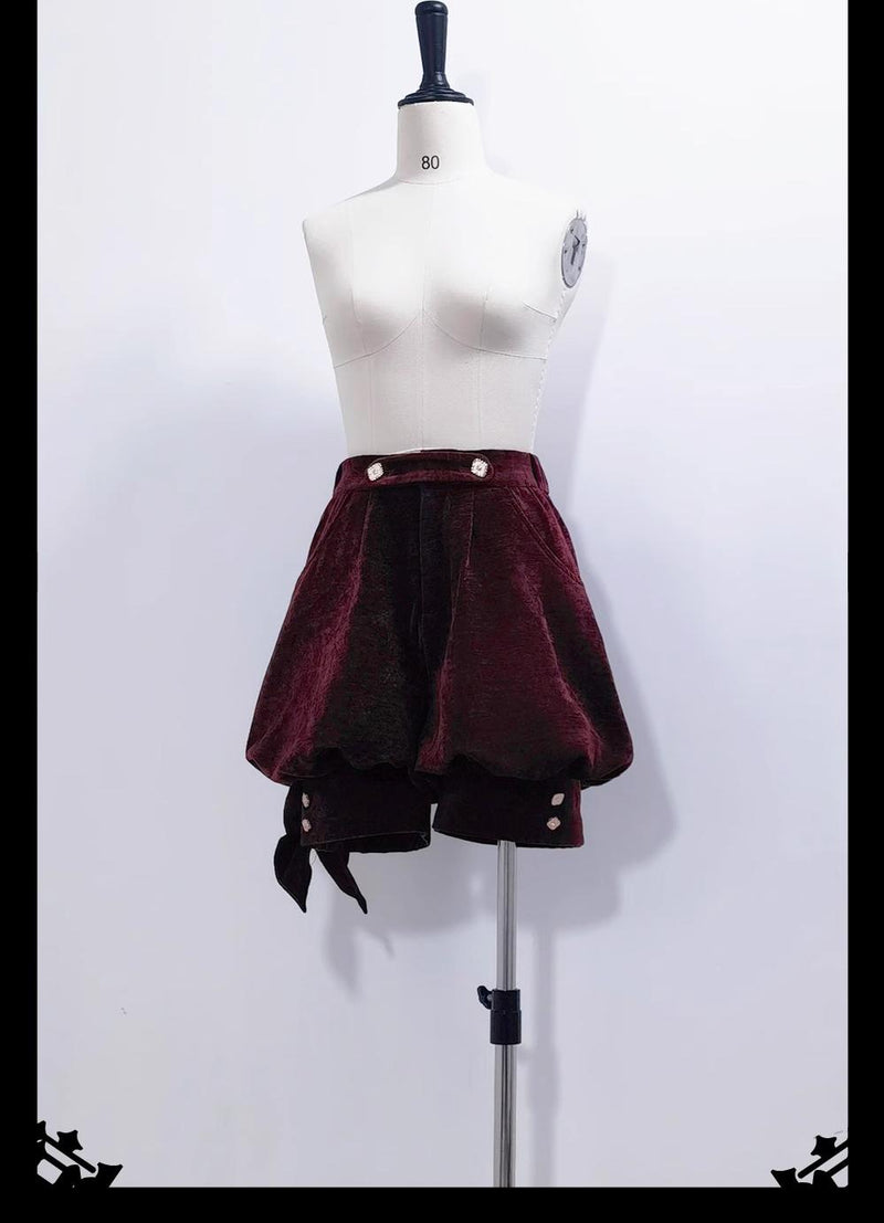 Hunting Rabbit - Vintage Red Ouji Suit With Bunny Ear Hooded Jacket Shorts only XS