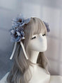 Dark Blue Peony White Bottom Bow
