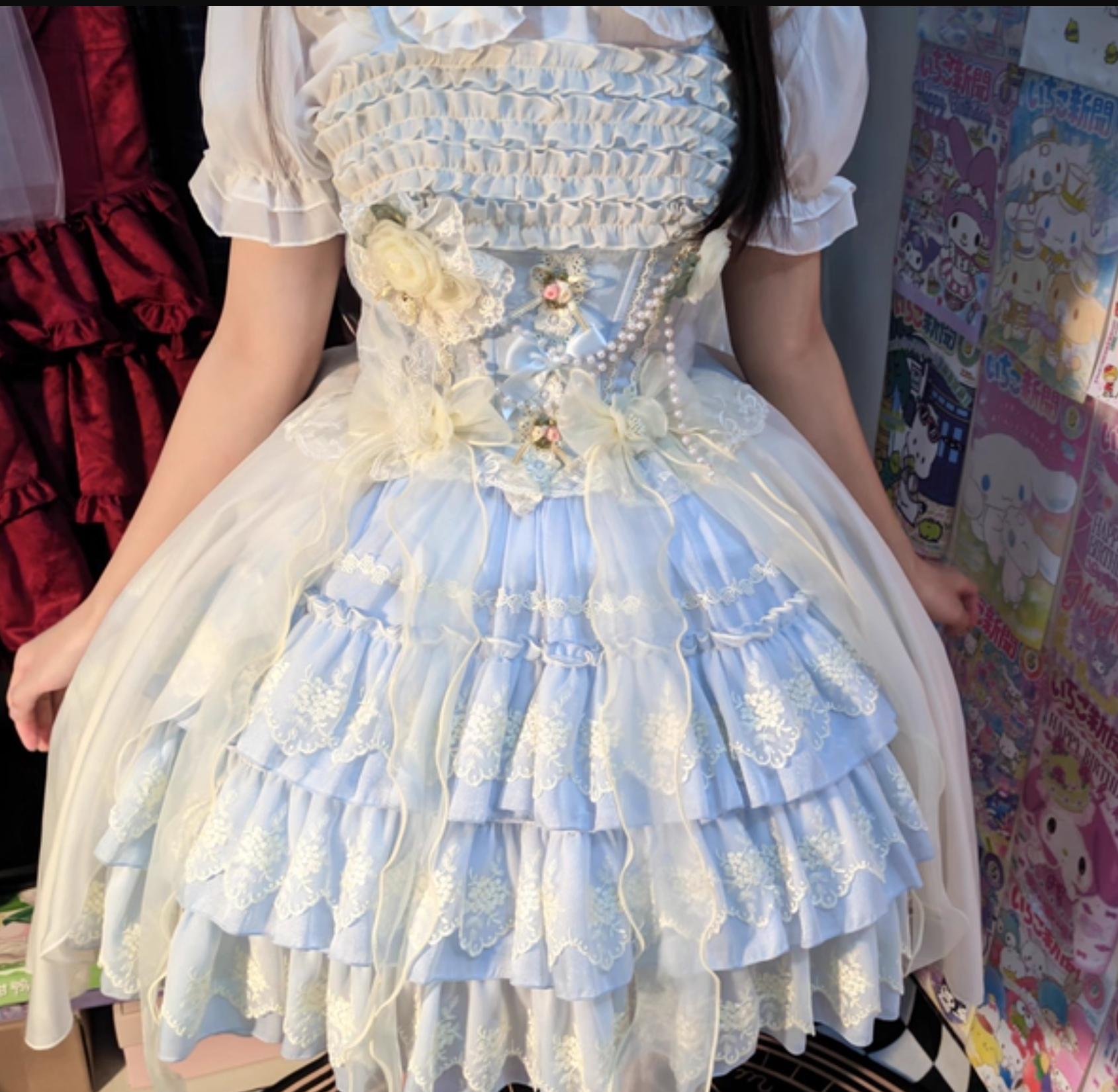 ZhiJinYuan -Tears of Rose- original lolita  short ballet style lo skirt dress JSK Lolita