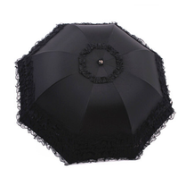 Qiteng - Princess Parasol - Lolita Umbrella with Lace Ruffles - Black