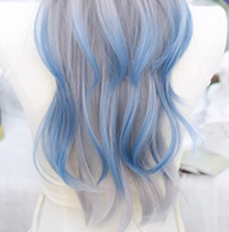 Dalao Home - Dalao - Natural Lolita Long Curly Gray Blue Wigs