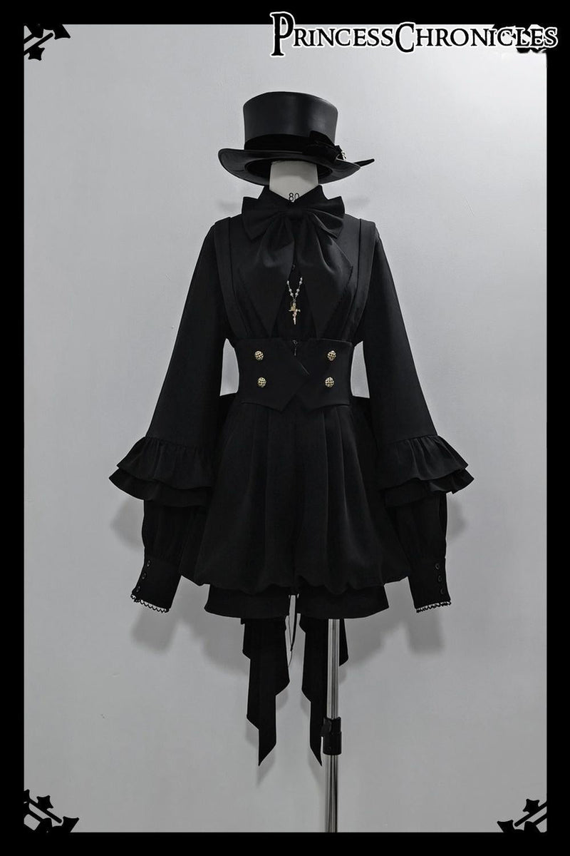 Princess Chronicles - Doll - Black Ouji Lolita Shirt with Removable Large Bow Tie