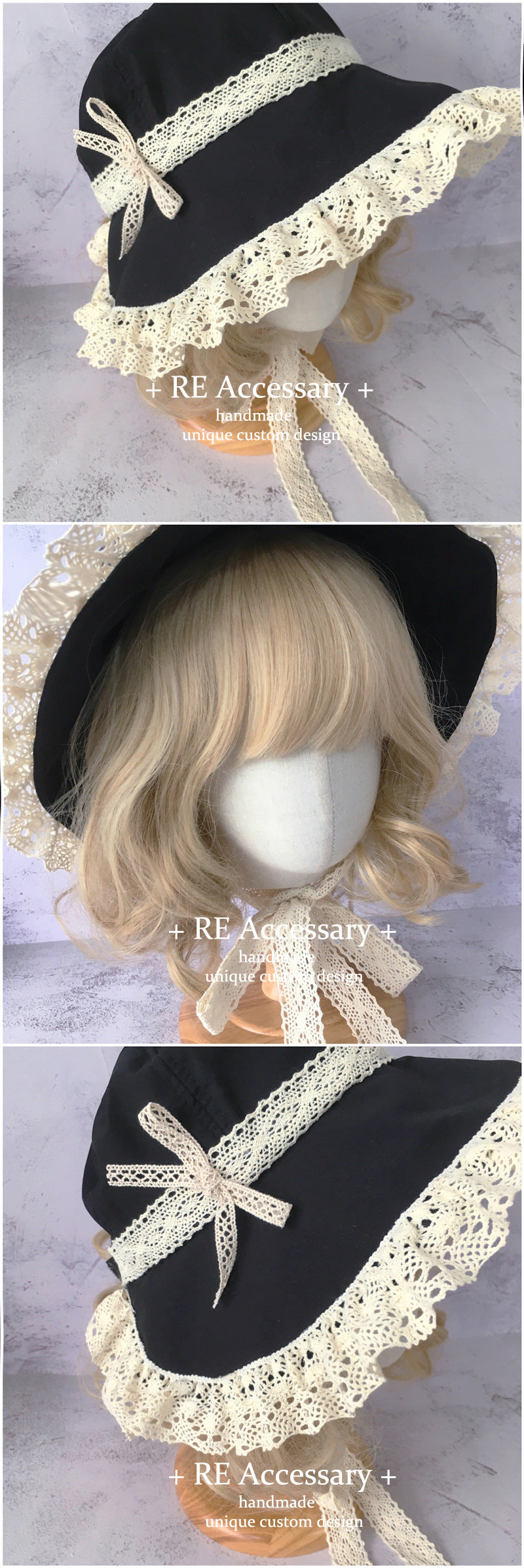 Gothic Dark Doll Lolita Lace Hat Cla French BNT Hat Japanese Harajuku