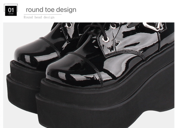 Angelic imprint - J-fashion Punk Lolita Classic Black - High Boots Shoes