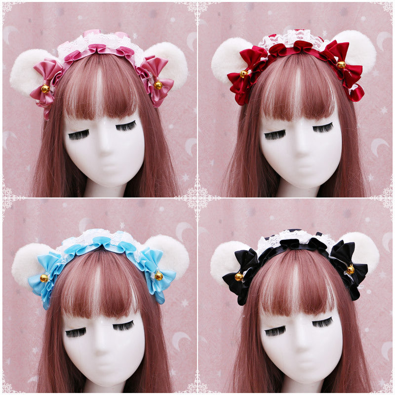 Lolita Lace Bear Ear Headband - Handmade Animal Ear Lolita Hair Accessory