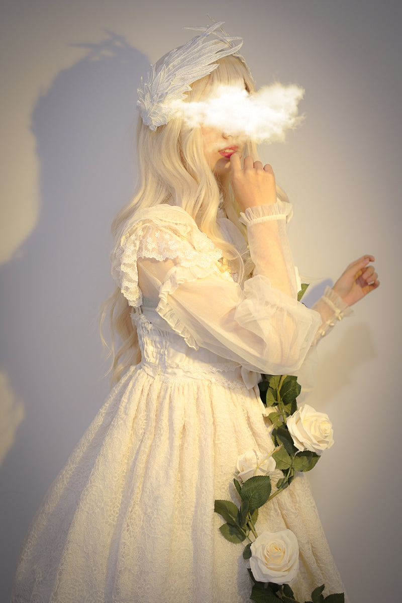 Original Design Angel Wings Lolita Feather Black and White Two-tone Embroidered Hair Clip Styling