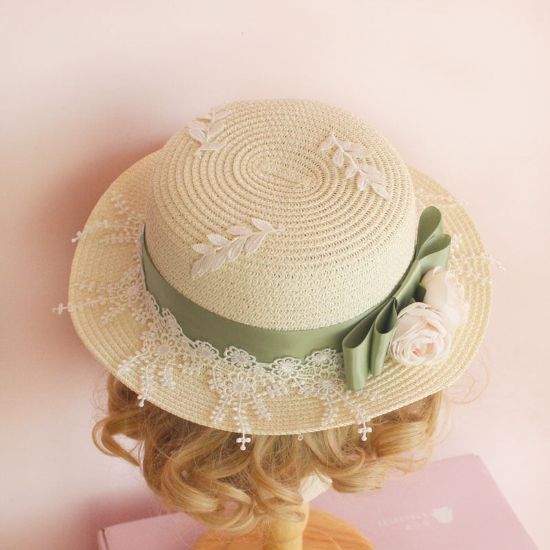 Lolita Daily Elegant Sun Hat Bowknot Straw Hat Universal Versatile Lol