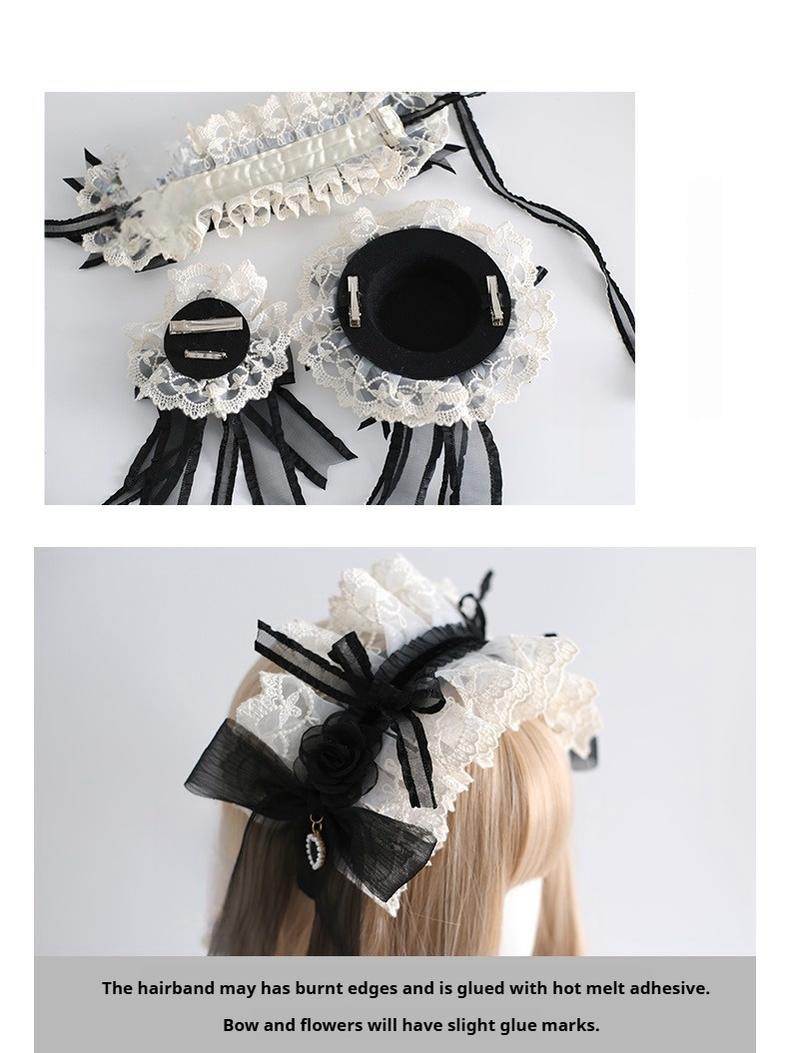 Xiaogui - Maid Lolita Hairband Doll Lolita - Cuffs and Top Hat Headwear