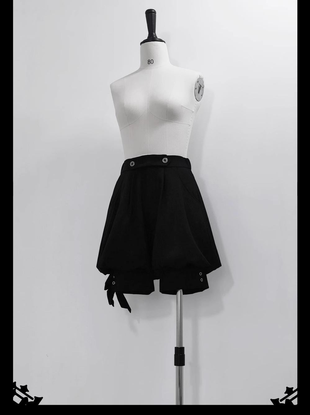 Rabbit Feather - Black Ouji Lolita Vest Shorts Suit Prince Cloak Set (2XL L M S XL XS) 40536:663160