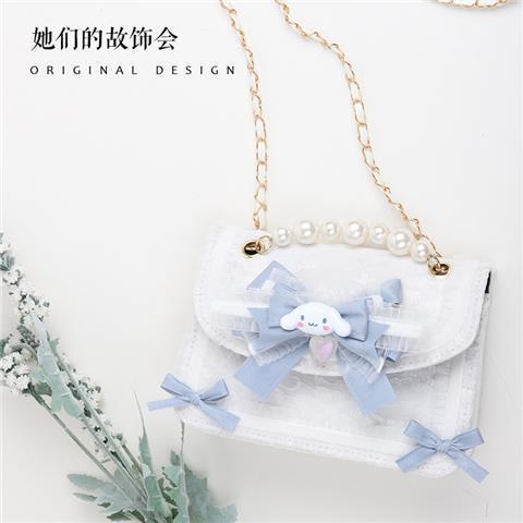 Lolita Bag for Women 2022 New Kuromi Cinnamoroll Lace Original Handmade JK Bag Pearl Handbag