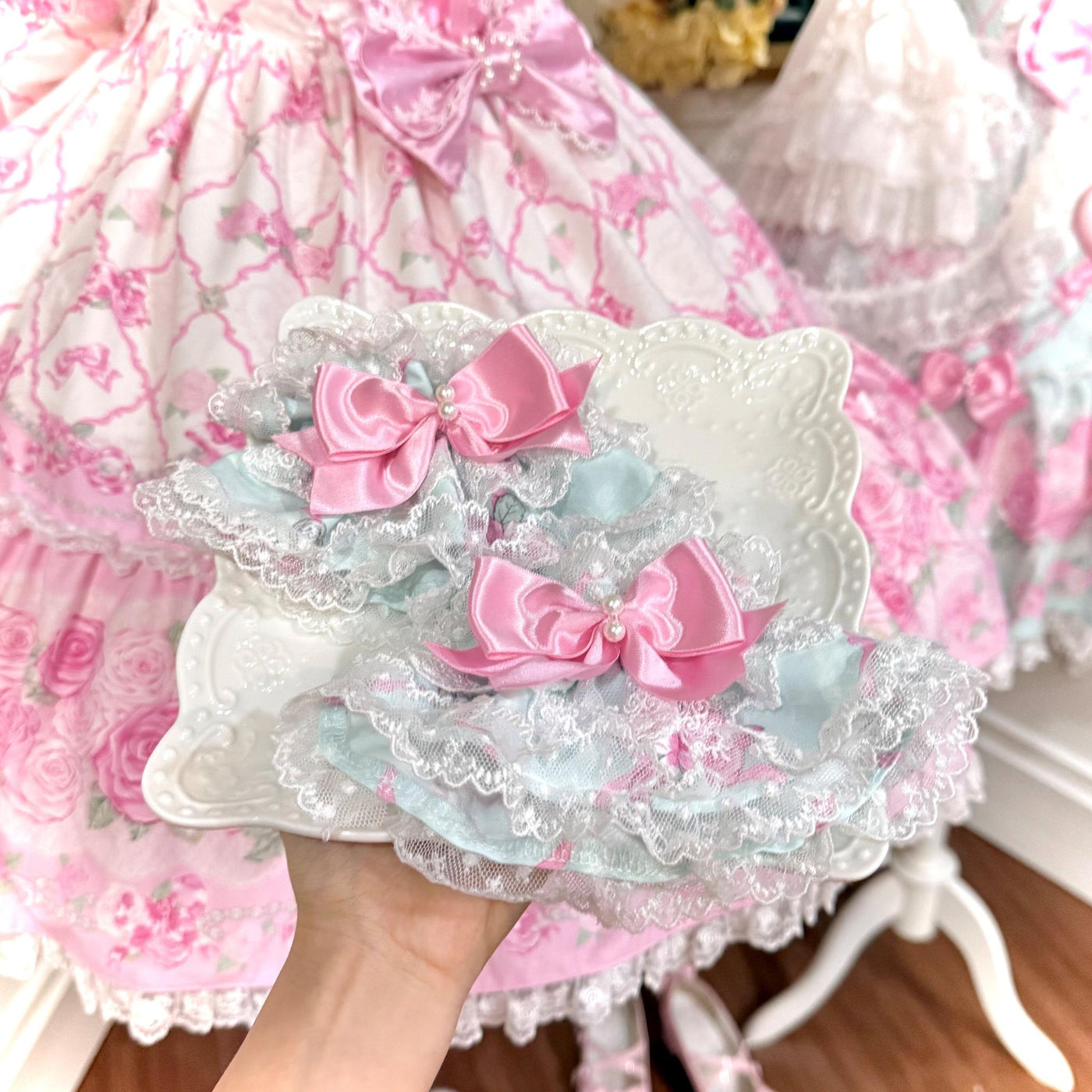 Summer 2026 - Old School Lolita Floral Printed JSK Dress with Ribbon Bows 45521:851937