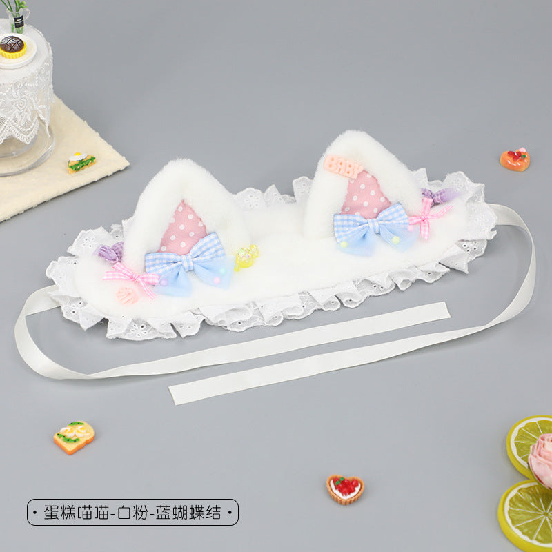 Lolita Japanese Style Girl Hair Accessories Cat Ear Hair Ornament Bow Hair Clip Plush Polka Dot Hairpin Cat Ear Headband - Lolita Fetch