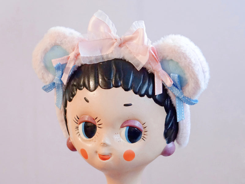 Original Handmade Bear Ear Bowknot Plush Headband Lolita Brown Japanese Korean Style