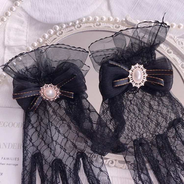 Original Handmade Lolita Bride Gloves Tea Party Lolita Elegant Summer Lace Trim Sleeve Accessories