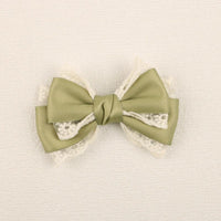 Handmade - Forest Lace Bow - Hair Clip or Brooch - 902 Sage Green / Brooch