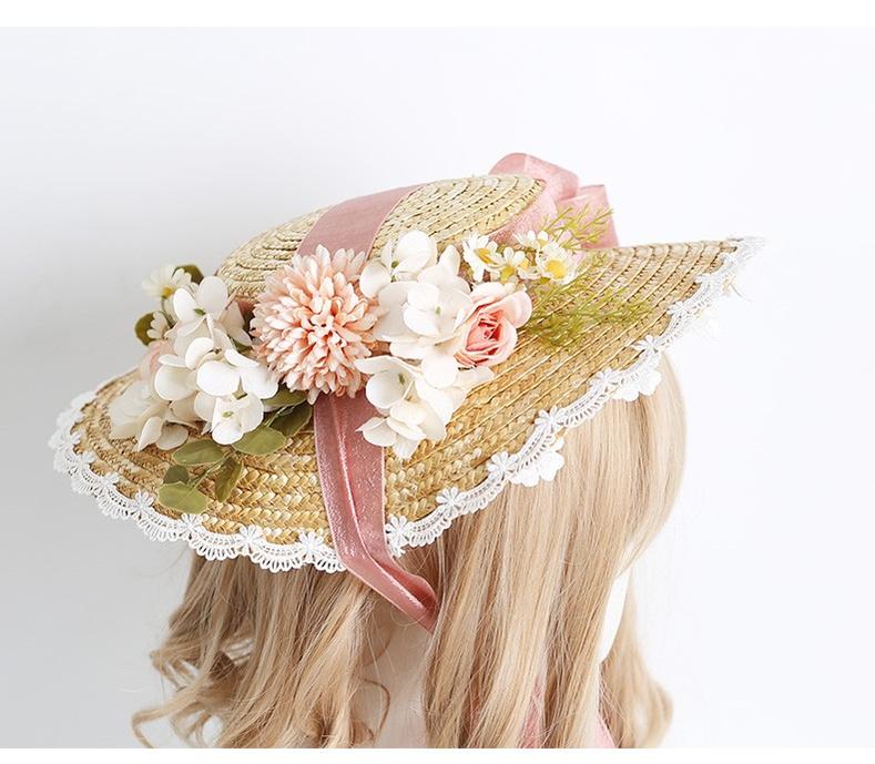 Xiaogui - Elegant Lolita Flower Bow Lace - Sunhat Headwear