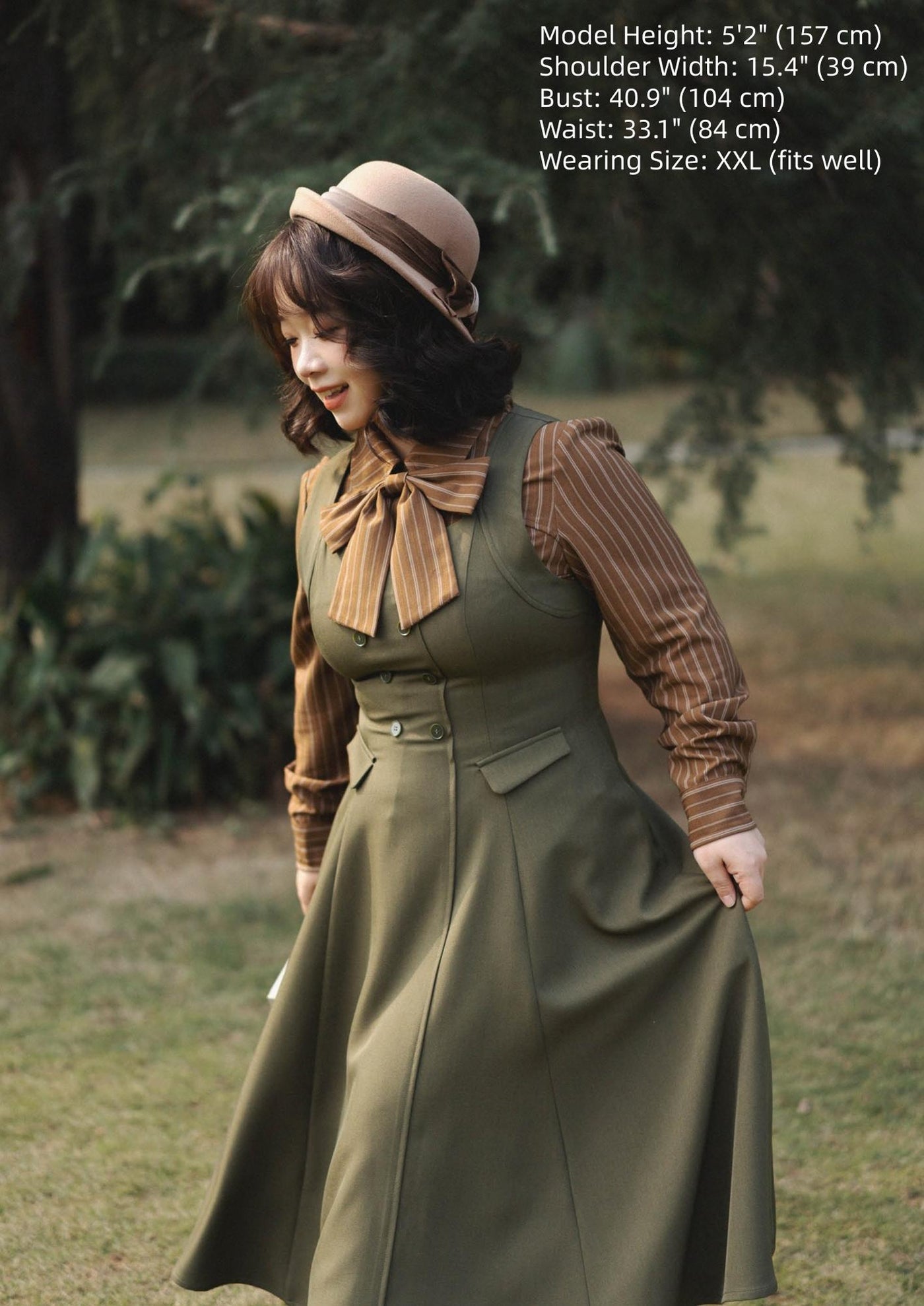 Forest Wardrobe - Forest Ode - Classic Lolita Striped Shirt, Detachable Bow Tie