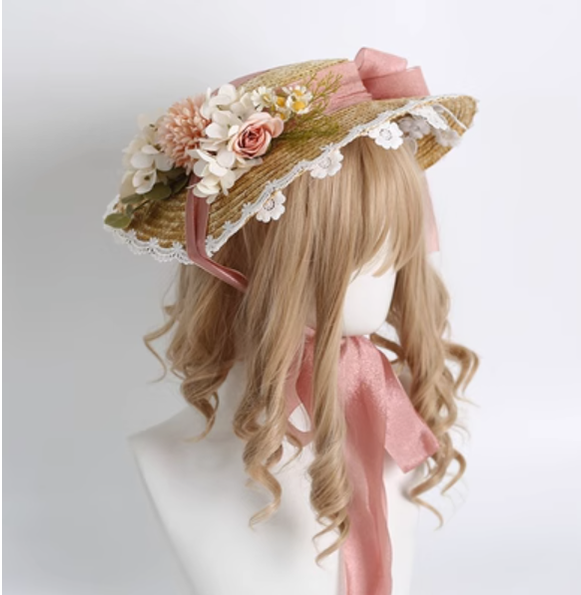 Xiaogui - Elegant Lolita Flower Bow Lace - Sunhat Headwear