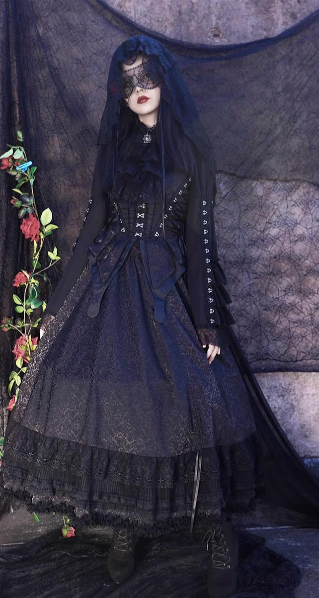 MILU ORIG - Herbarium - Gothic Lolita Skirt Set with Butterfly-Print Vest - product detail 4