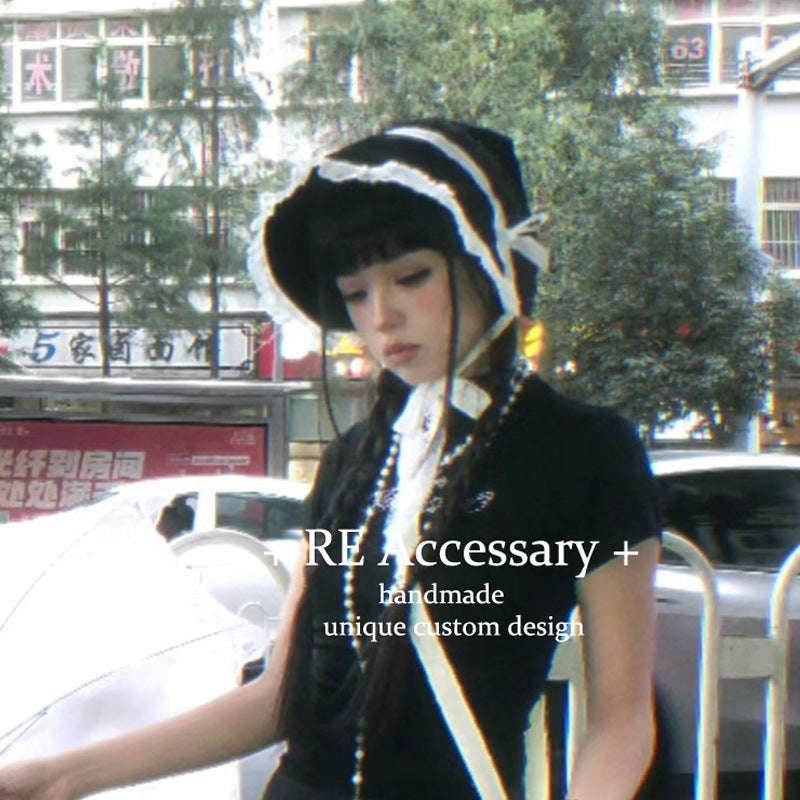 Gothic Dark Doll Lolita Lace Hat Cla French BNT Hat Japanese Harajuku Y2K Subculture BB Hat