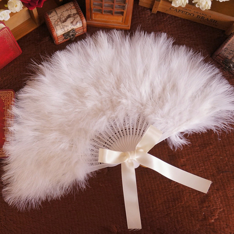 Handmade Feather Fan Lolita Feather Fairy Fan Folding Fluffy Fan Fox Style Folding Fan