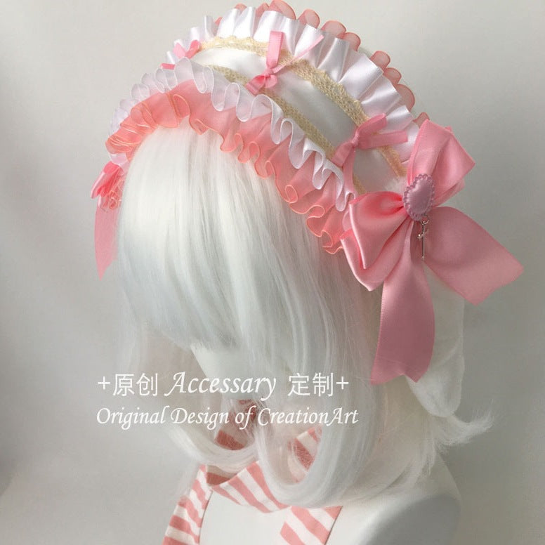 Lolita Lace Hairband Hair Accessories Bow Black Pink Girl Lolita Accessories Pink White Kc