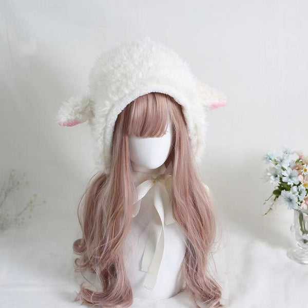 Xiaogui - Kawaii Lolita Earflap Hat Winter - Lolita Earflap Hat Sheep Ear Headwear