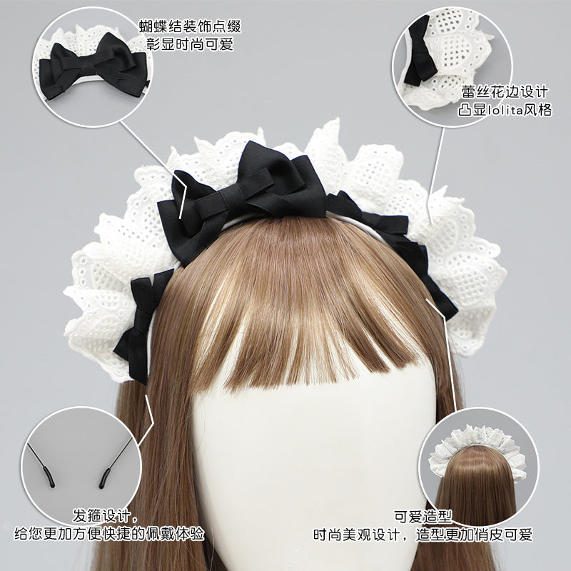 Japanese Style Cute Lace Bow Decoration Lolita Maid Headwear Props Comic Exhibition Accessories Hair Accessories Hairband - Lolita Fetch